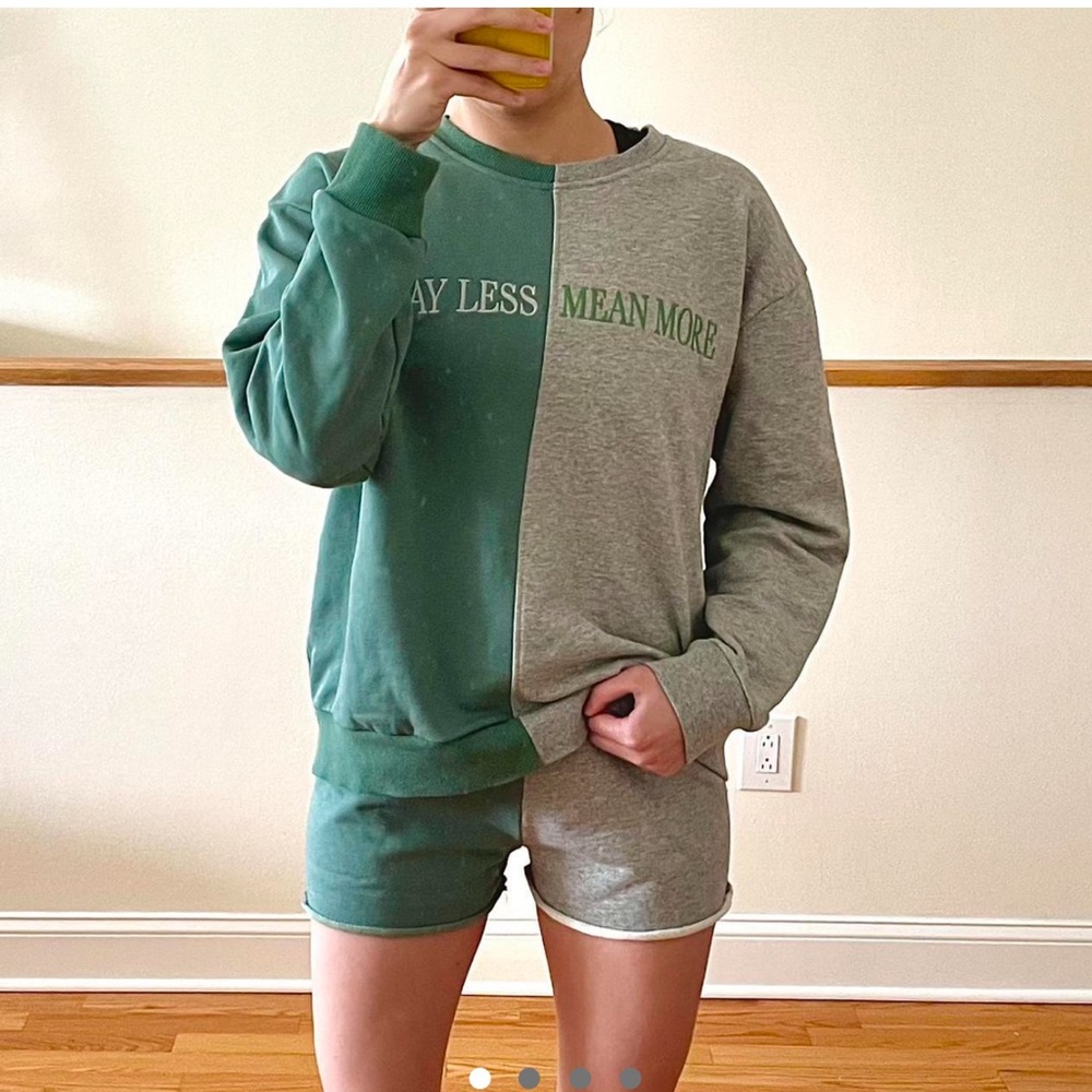 The Mayfair Group Say Less Mean More Split Crewneck Sweat Set